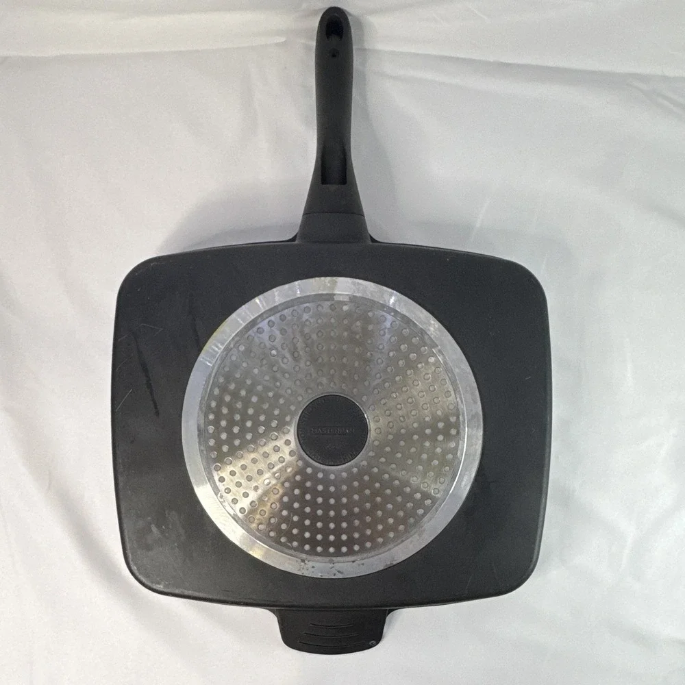 MasterPan Non-Stick Square Aluminum Grill Pan Black, Gas/Electric, 17 in